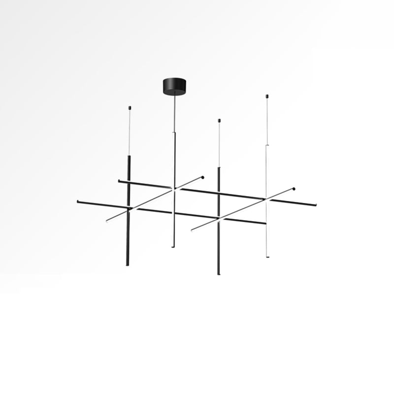 Geometric Grid Ceiling Light Fixture for Dining Room & Open Spaces | Adjustable Height LED Chandelier | Modern Aluminum Track System | Multi