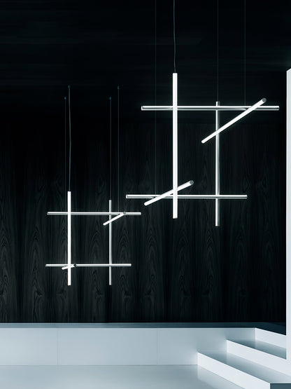 Geometric Grid Ceiling Light Fixture for Dining Room & Open Spaces | Adjustable Height LED Chandelier | Modern Aluminum Track System | Multi