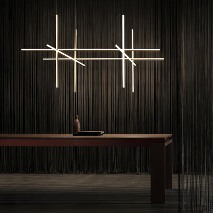 Geometric Grid Ceiling Light Fixture for Dining Room & Open Spaces | Adjustable Height LED Chandelier | Modern Aluminum Track System | Multi