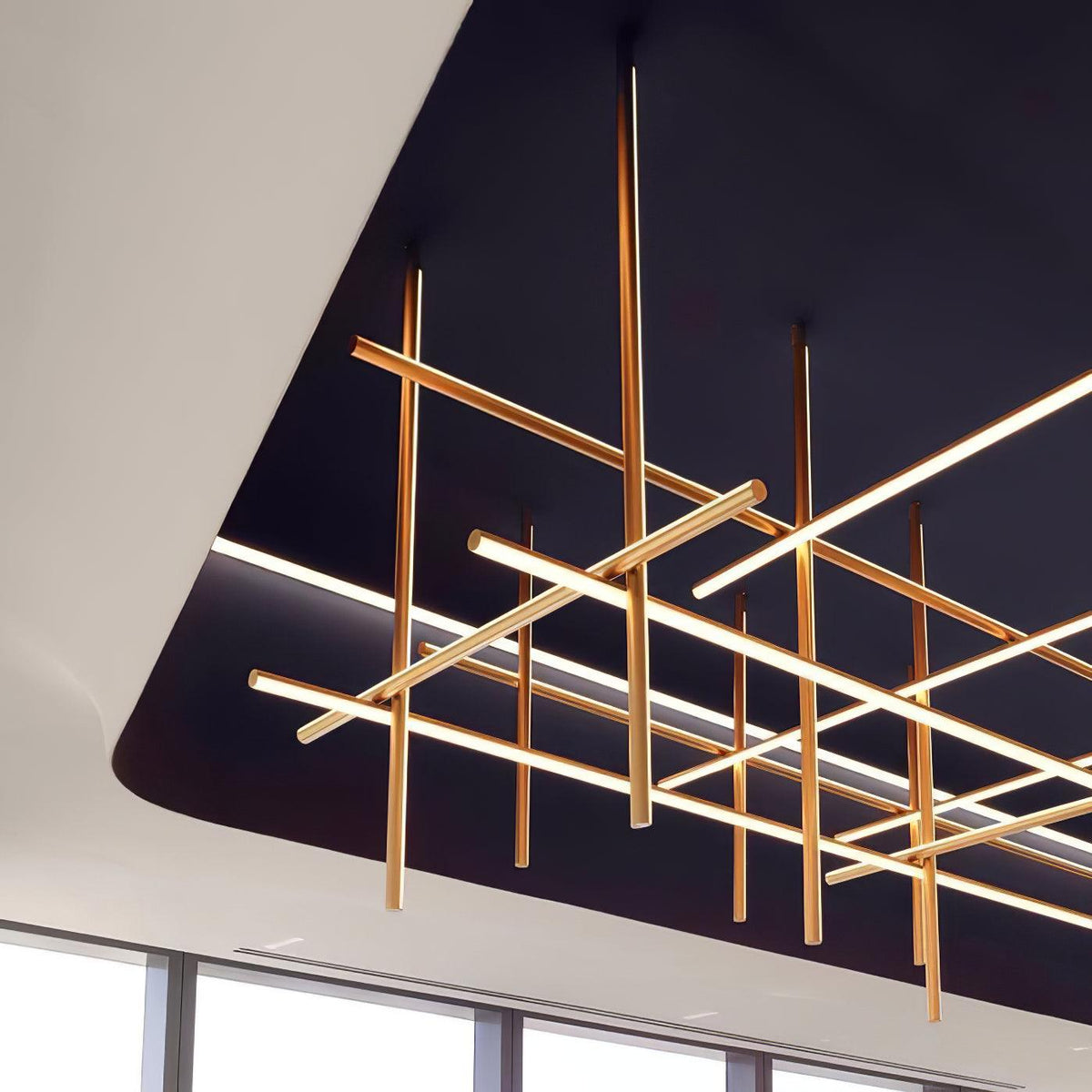 Geometric Grid Ceiling Light Fixture for Dining Room & Open Spaces | Adjustable Height LED Chandelier | Modern Aluminum Track System | Multi