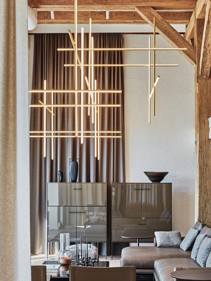 Geometric Grid Ceiling Light Fixture for Dining Room & Open Spaces | Adjustable Height LED Chandelier | Modern Aluminum Track System | Multi
