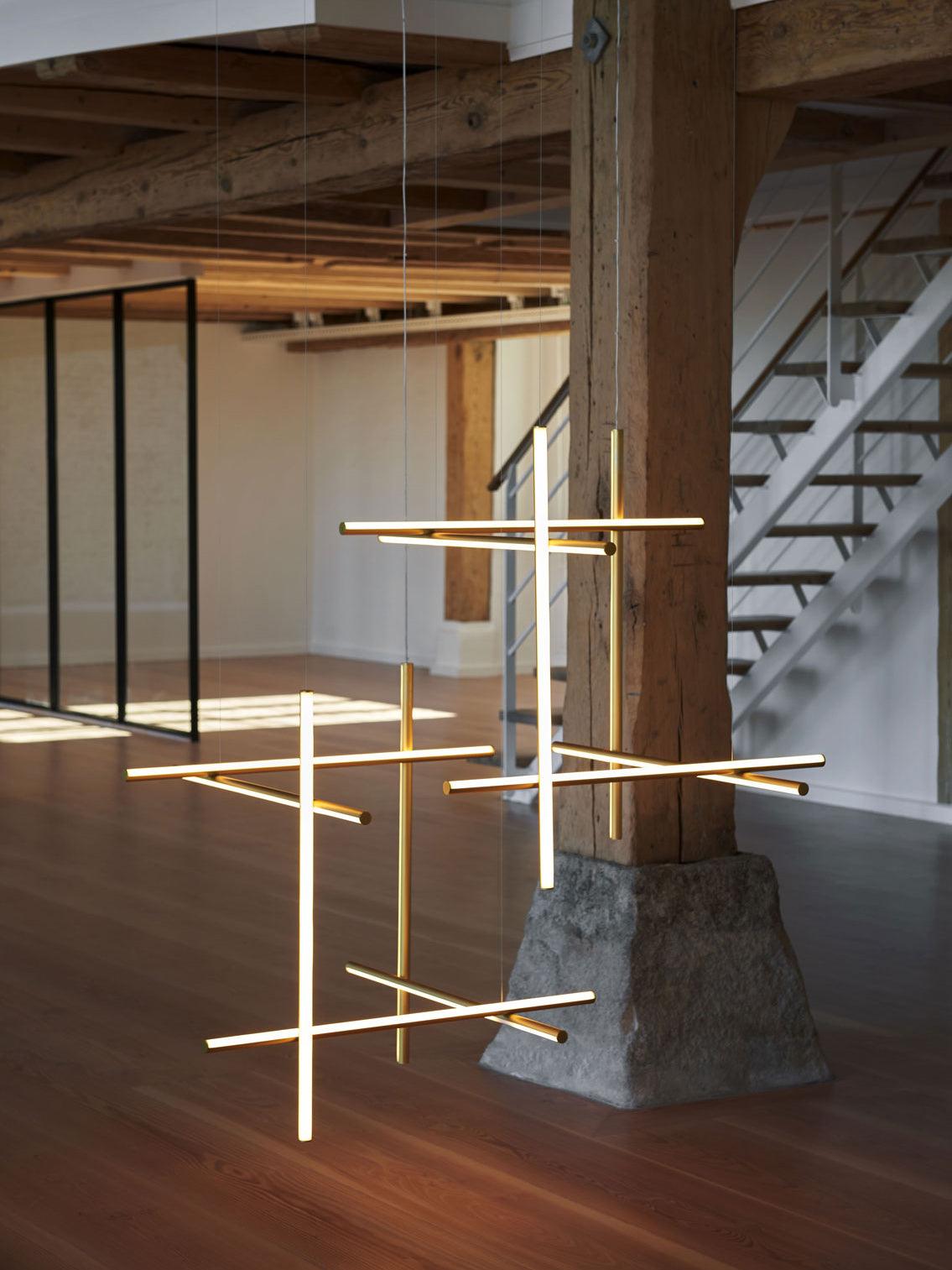 Geometric Grid Ceiling Light Fixture for Dining Room & Open Spaces | Adjustable Height LED Chandelier | Modern Aluminum Track System | Multi
