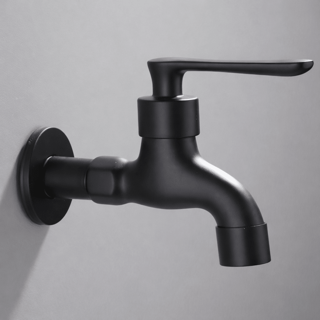 Wall-Mount Single Handle Faucet in Black Finish for Indoor & Outdoor Sinks