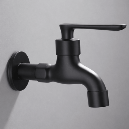 Wall-Mount Single Handle Faucet in Black Finish for Indoor & Outdoor Sinks