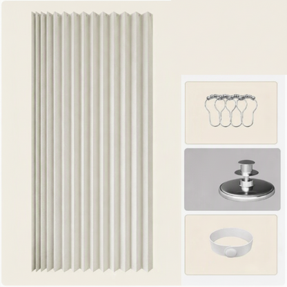 CURVASHIELD – Foldable Magnetic Accordion Shower Curtain Waterproof Design