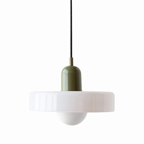 Glass Disc Pendant Light with Adjustable Cord – Modern Ceiling Fixture for Dining Room, Kitchen Island & Living Room