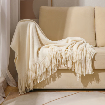 Cora Tassel Blanket - Chunky Knit Acrylic, Multi-Use