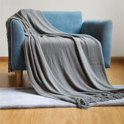 Cora Tassel Blanket - Chunky Knit Acrylic, Multi-Use