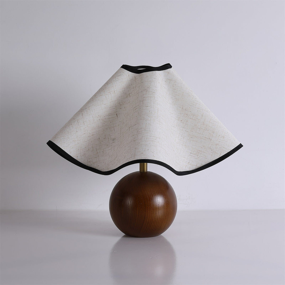 Wooden Desk Lamp with Fabric Shade for Bedroom Nightstand Reading Light Home Office Study Table Lighting 12 in Diameter Ambient Glow Bulb No