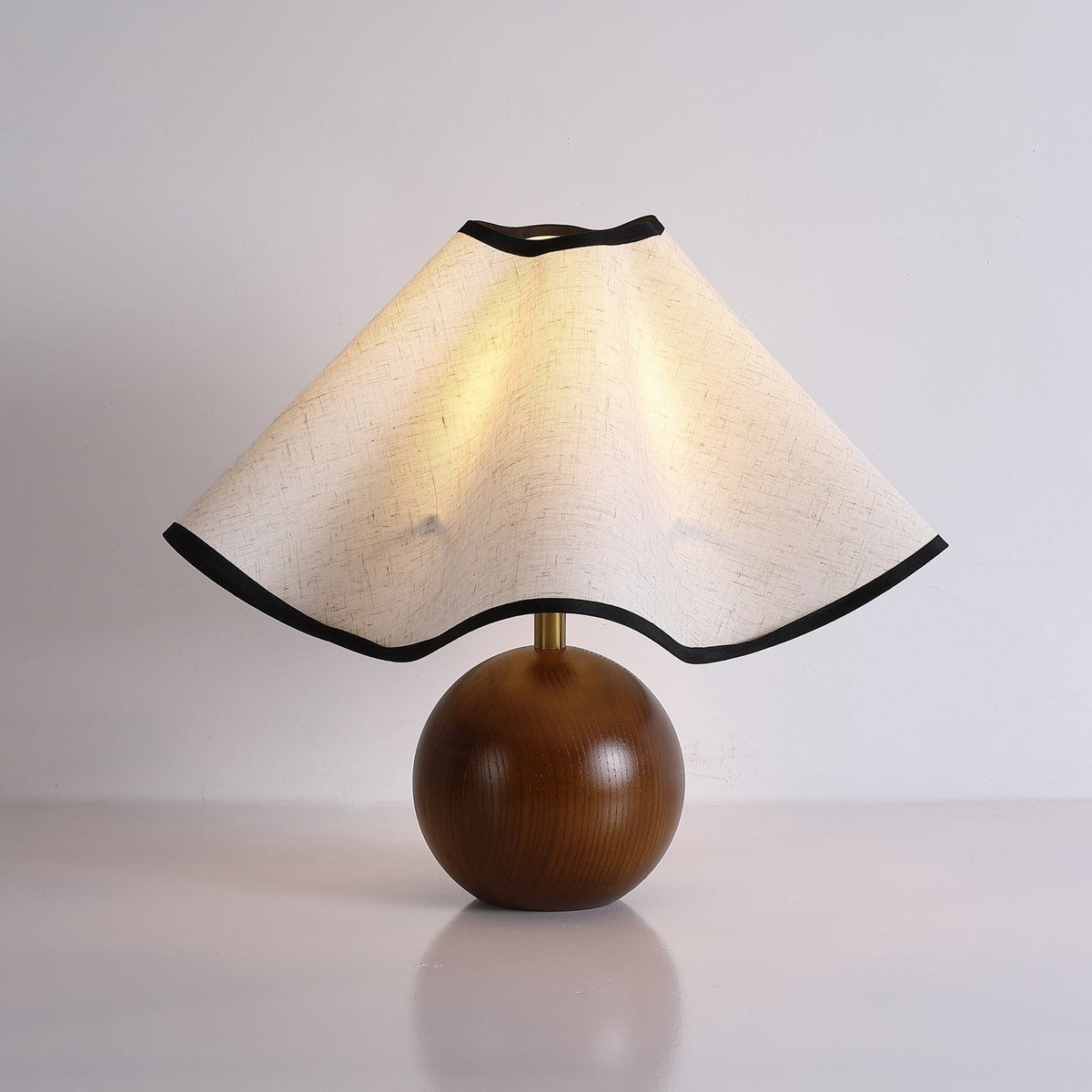 Wooden Desk Lamp with Fabric Shade for Bedroom Nightstand Reading Light Home Office Study Table Lighting 12 in Diameter Ambient Glow Bulb No