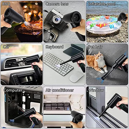 Cordless Air Blaster, Keyboard Cleaner, Electronics Cleaner, Computer Cleaner with Vacuum, Rechargeable Dust Blower