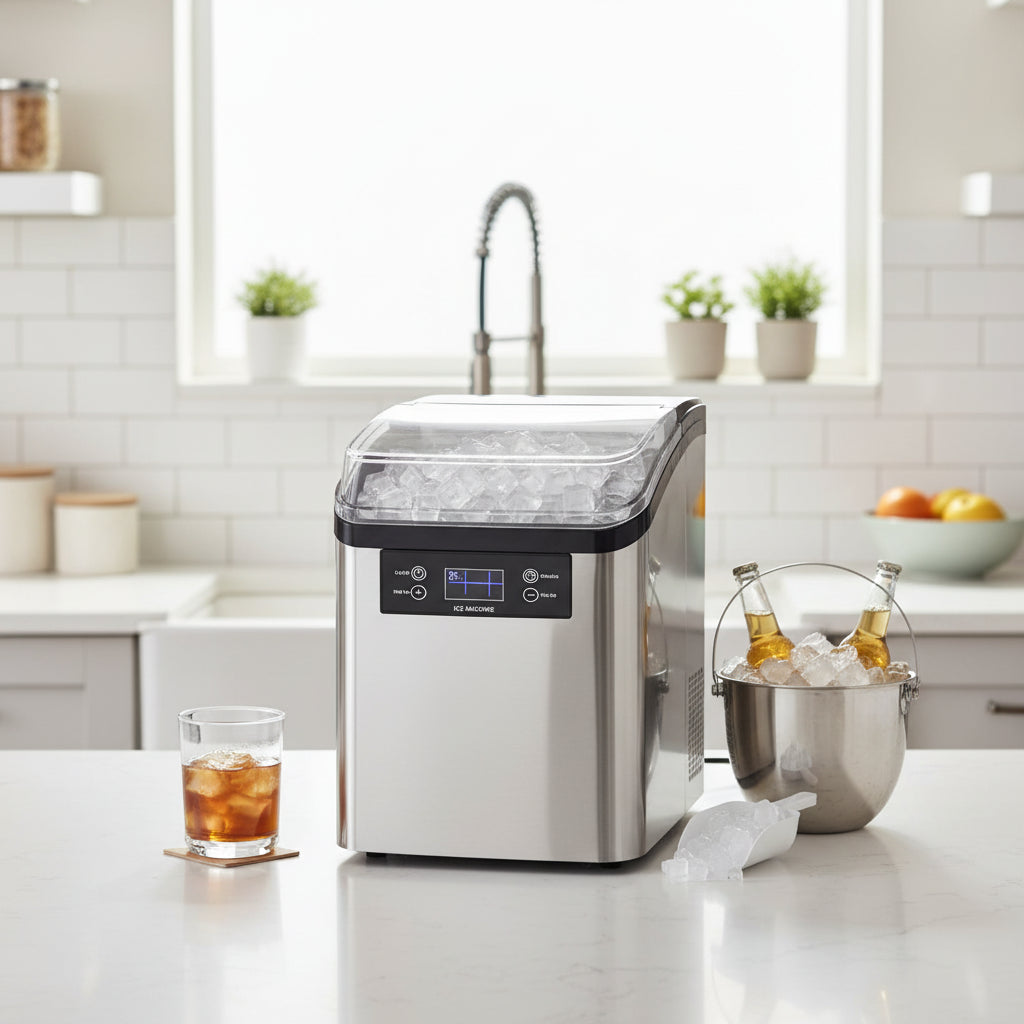 Countertop Ice Maker | Automatic Ice Cube Maker with Large Capacity | Compact Design for Quick Refreshments