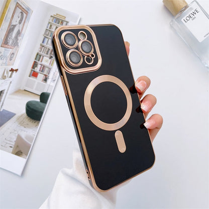Metallic iPhone Case with Sliding Camera Cover & MagSafe for iPhone 14, 15, 16, 17 | Protective Shock-Absorbing Phone Case