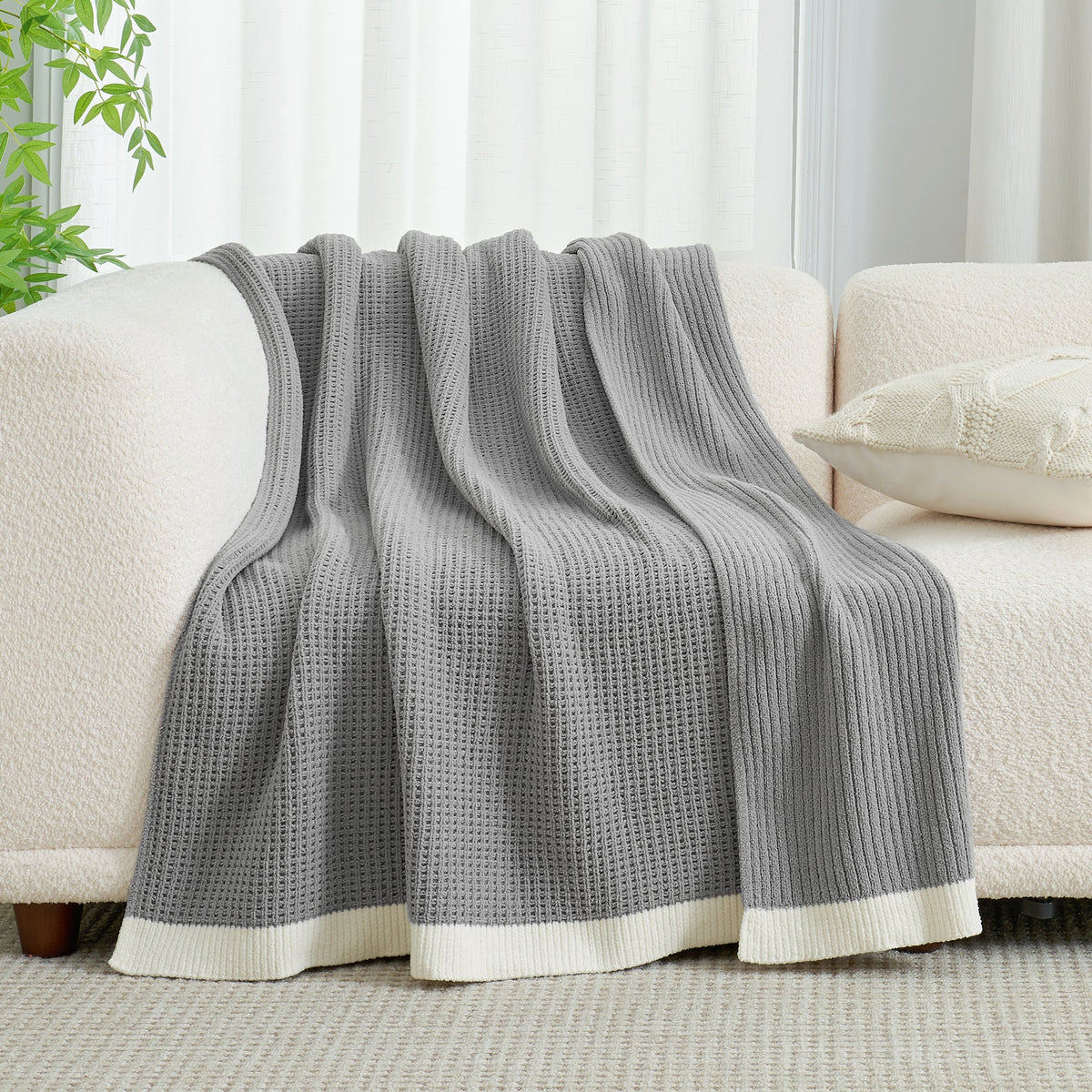 Manta de chenilla con tejido de gofre Ortekor Cozy Bliss | Cálida y transpirable | Suave y elegante para el confort del hogar