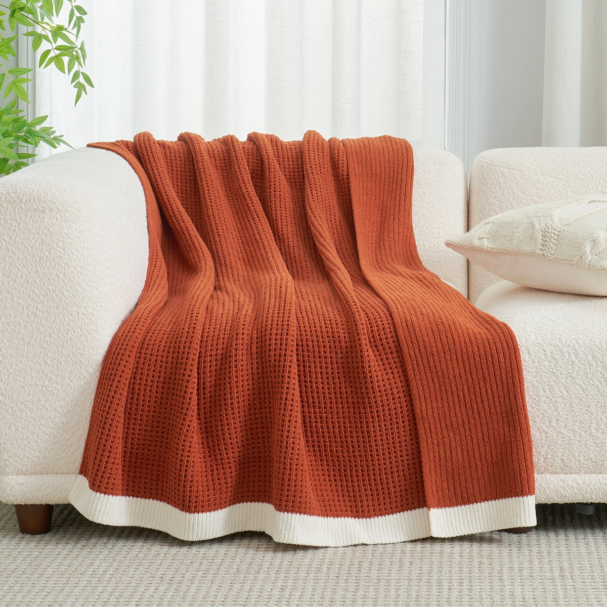 Manta de chenilla con tejido de gofre Ortekor Cozy Bliss | Cálida y transpirable | Suave y elegante para el confort del hogar