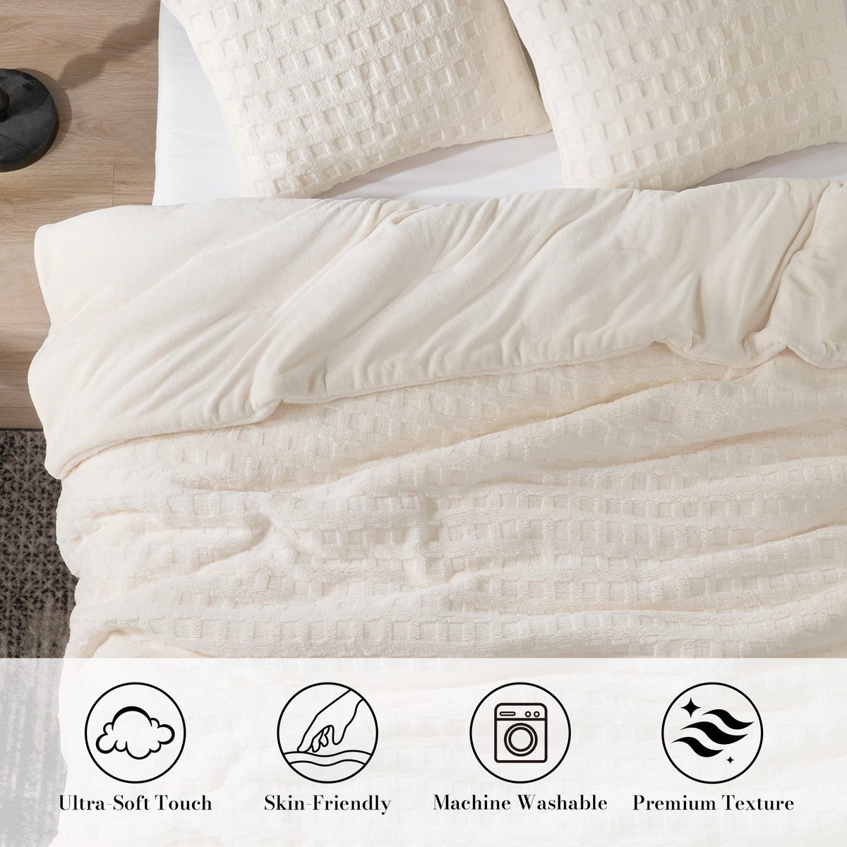 Ortekor Cozy Bliss | King Comforter Set with Reversible Design & Soft Waffle Texture | Luxurious Bedding for Cold Weather
