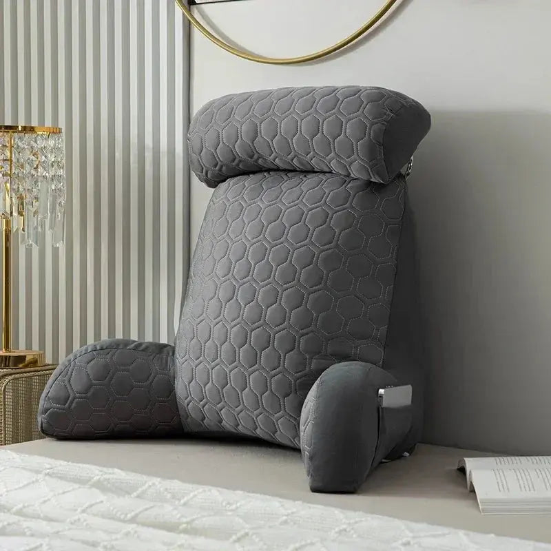 Ortekor Cozy Lounge | Reading Pillow for Bed with Side Pockets & Washable Cover | Comfortable Backrest Pillow for Relaxation