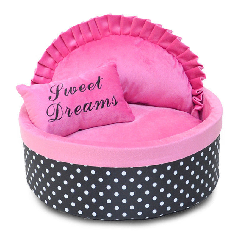 Nido Acogedor para Mascotas | Cama para Perros y Gatos con Relleno de Esponja Suave | Diseño Elegante de Lunares para una Comodidad Máxima