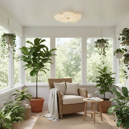 Flush Mount LED Light Fixture White Acrylic 13 Inch Round for Bedroom Living Room Hallway Kitchen Low Profile Modern Overhead Lighting Ceili
