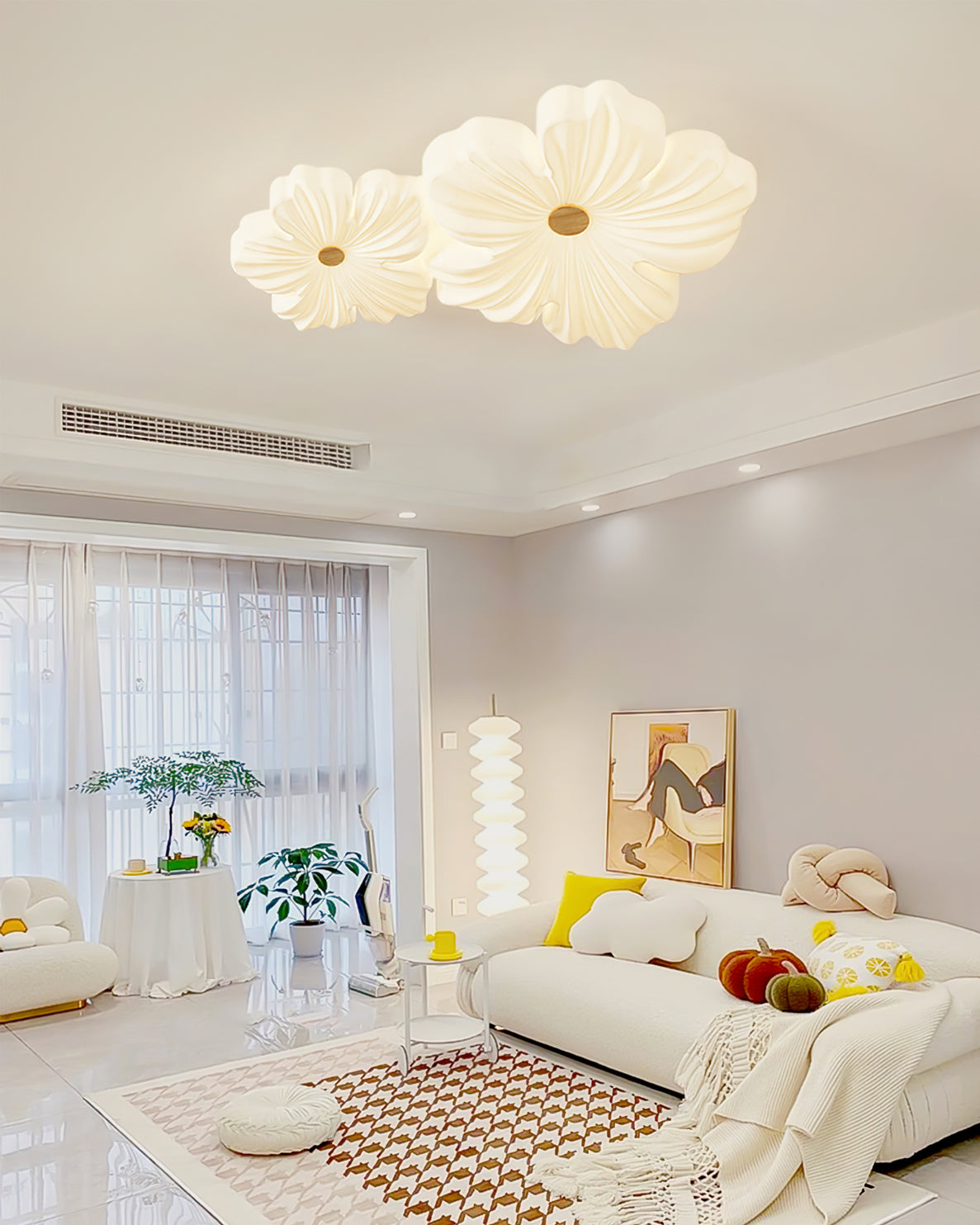 Flush Mount LED Light Fixture White Acrylic 13 Inch Round for Bedroom Living Room Hallway Kitchen Low Profile Modern Overhead Lighting Ceili