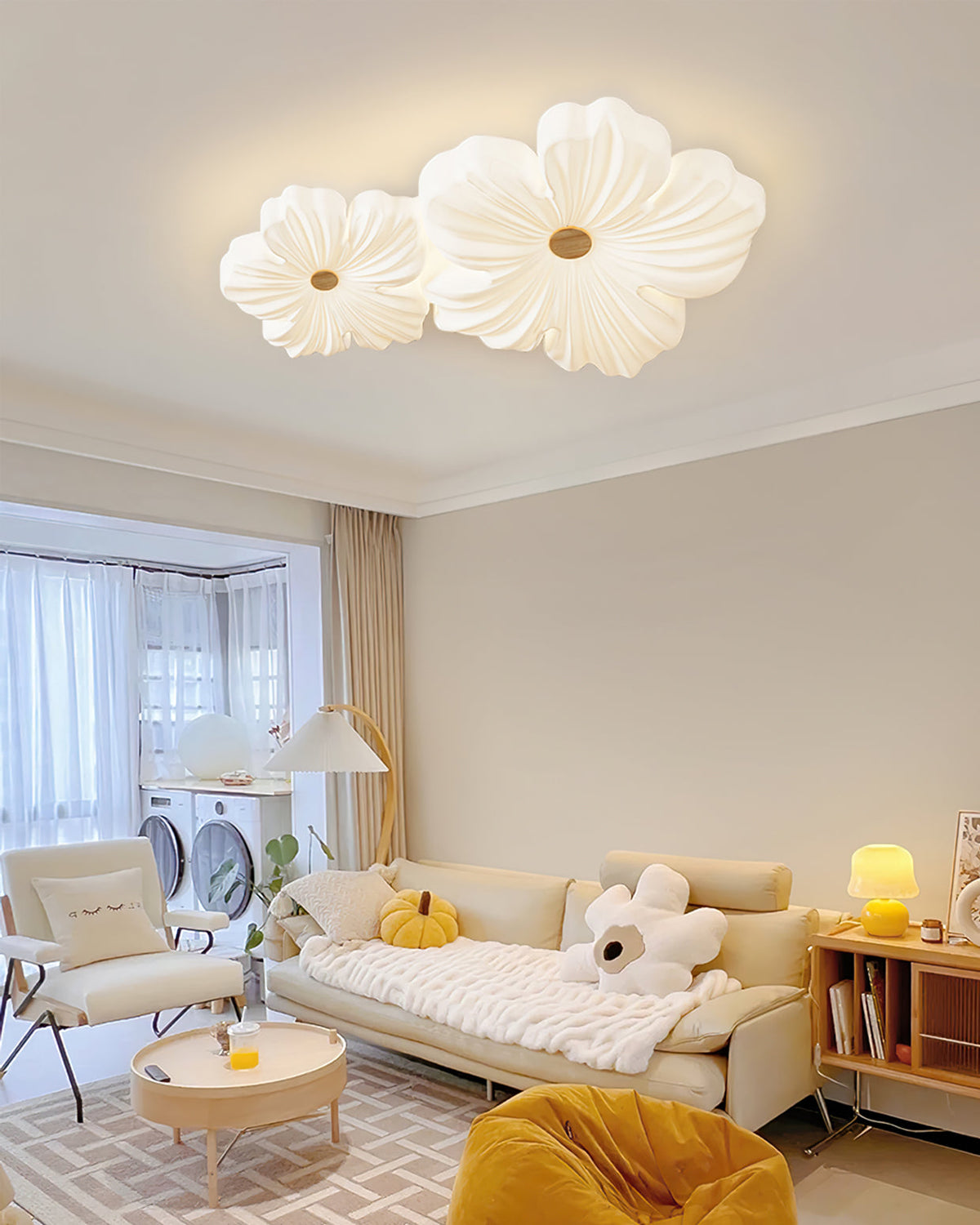 Flush Mount LED Light Fixture White Acrylic 13 Inch Round for Bedroom Living Room Hallway Kitchen Low Profile Modern Overhead Lighting Ceili