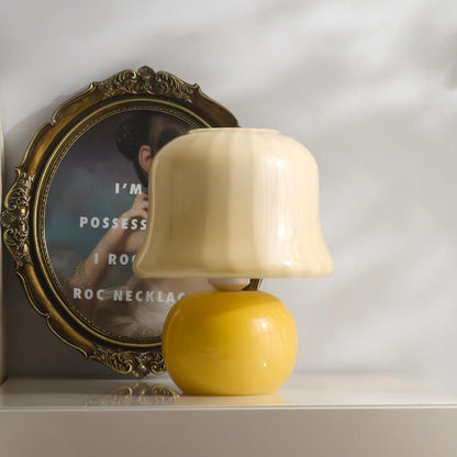 Ceramic Accent Lamp with Enamel Shade 11.4 in Beige for Nightstands Bedrooms Living Rooms Study Desks Side Tables E14 Socket 15W Soft Glow