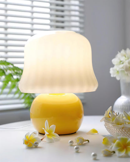 Ceramic Accent Lamp with Enamel Shade 11.4 in Beige for Nightstands Bedrooms Living Rooms Study Desks Side Tables E14 Socket 15W Soft Glow