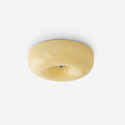 Glass Dome Flush Mount Light Fixture 16 in Cream Round LED Ceiling Lamp for Bedroom Living Room Dining Room Low Profile Dimmable Modern Home