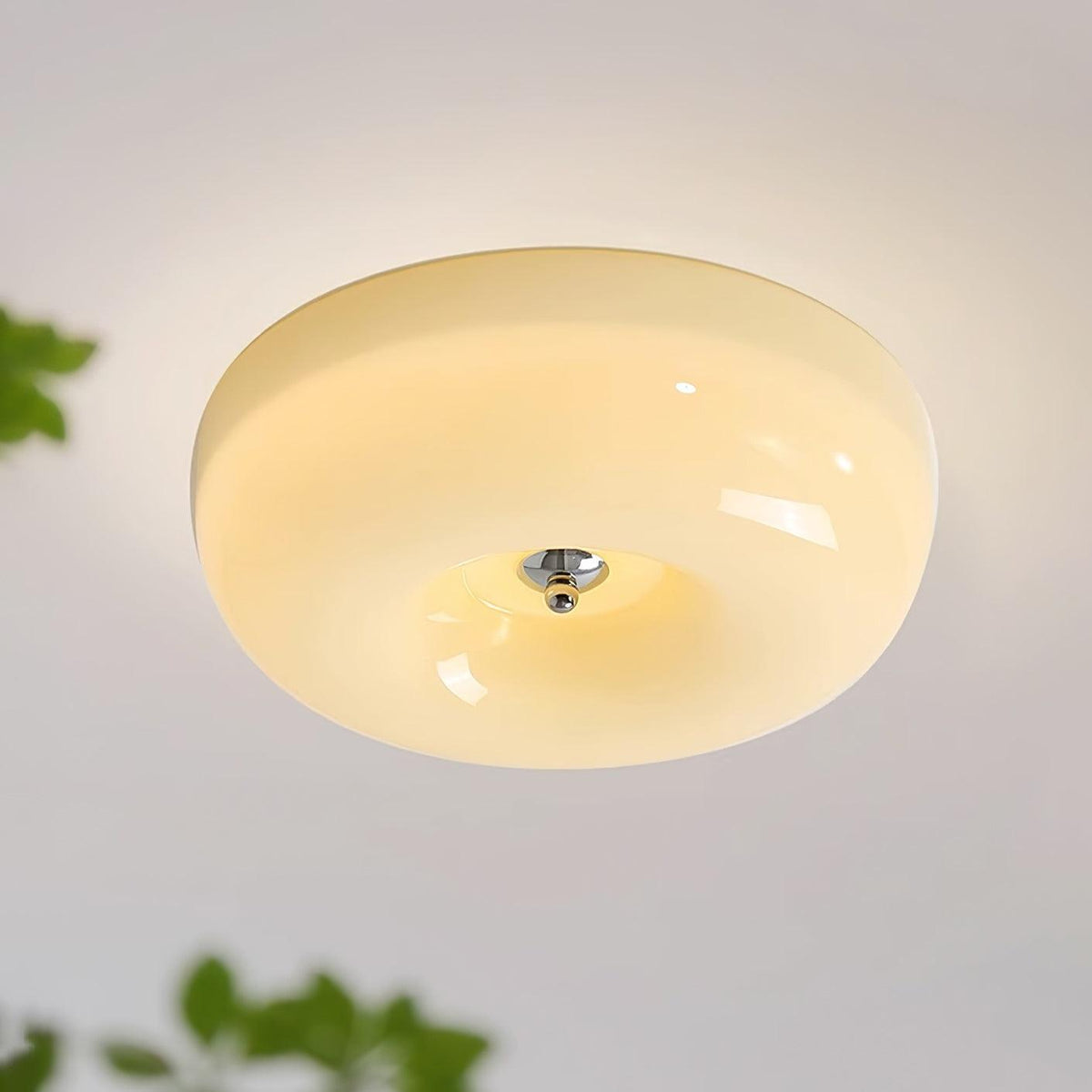 Swirled Glass Flush Mount Ceiling Light with Integrated LED – Chrome Finish – Dimmable Warm White – Modern Ceiling Lamp for Bedroom Living