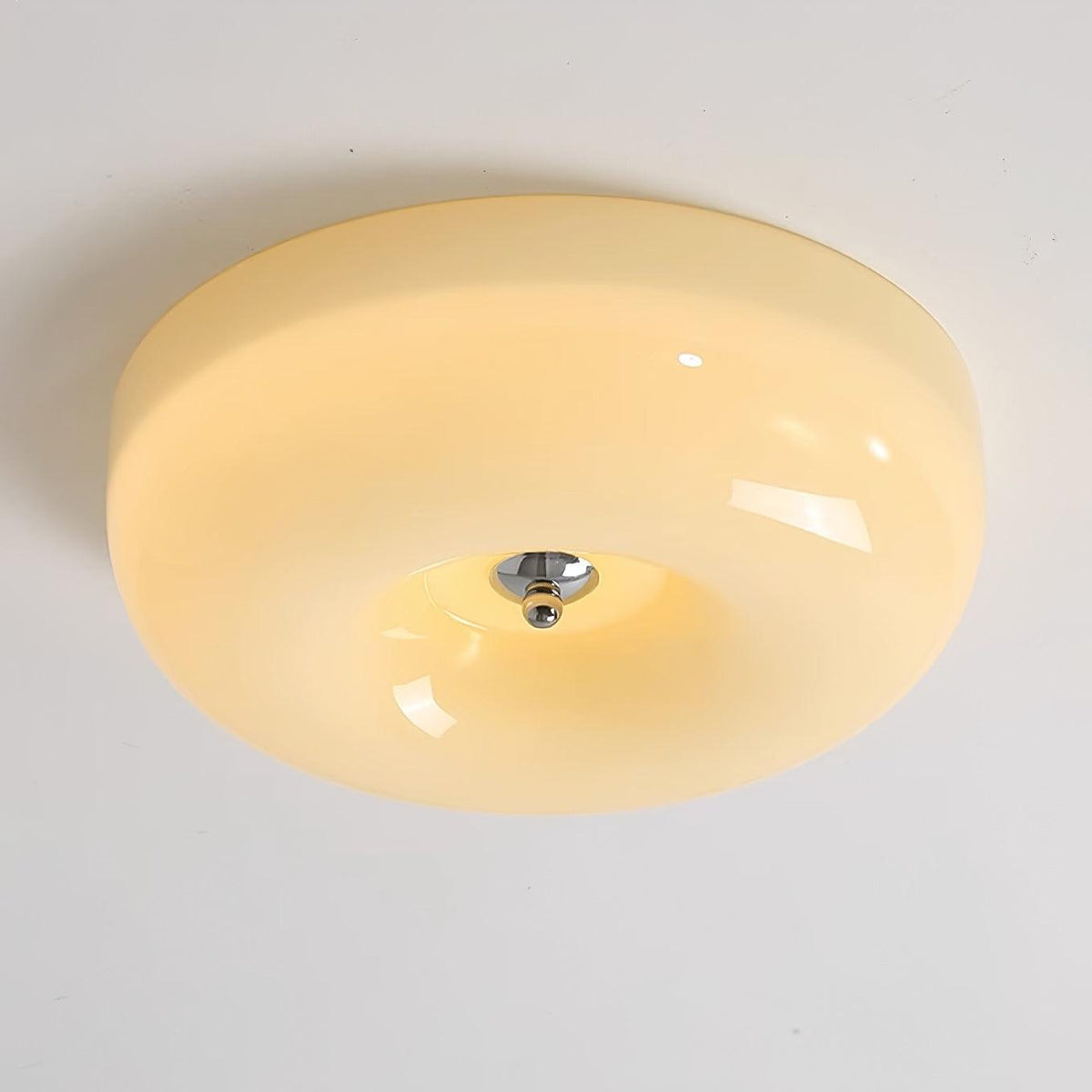 Round Glass Flush Mount LED Light Fixture – Adjustable 3000K/4000K/6000K Integrated Overhead Lighting for Bedrooms, Hallways & Low-Ceiling L