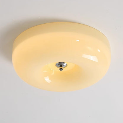 Round Glass Flush Mount LED Light Fixture – Adjustable 3000K/4000K/6000K Integrated Overhead Lighting for Bedrooms, Hallways & Low-Ceiling L