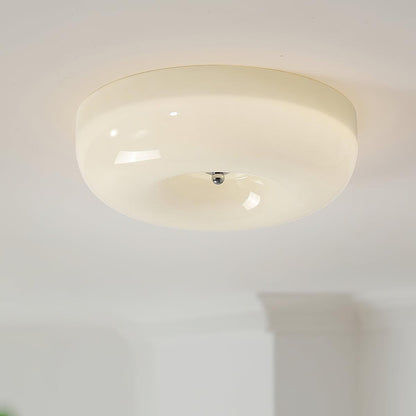 Swirled Glass Flush Mount Ceiling Light with Integrated LED – Chrome Finish – Dimmable Warm White – Modern Ceiling Lamp for Bedroom Living