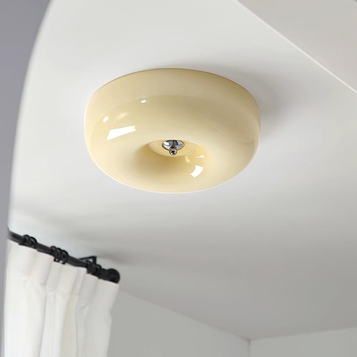 Swirled Glass Flush Mount Ceiling Light with Integrated LED – Chrome Finish – Dimmable Warm White – Modern Ceiling Lamp for Bedroom Living