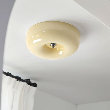 Round Glass Flush Mount LED Light Fixture – Adjustable 3000K/4000K/6000K Integrated Overhead Lighting for Bedrooms, Hallways & Low-Ceiling L