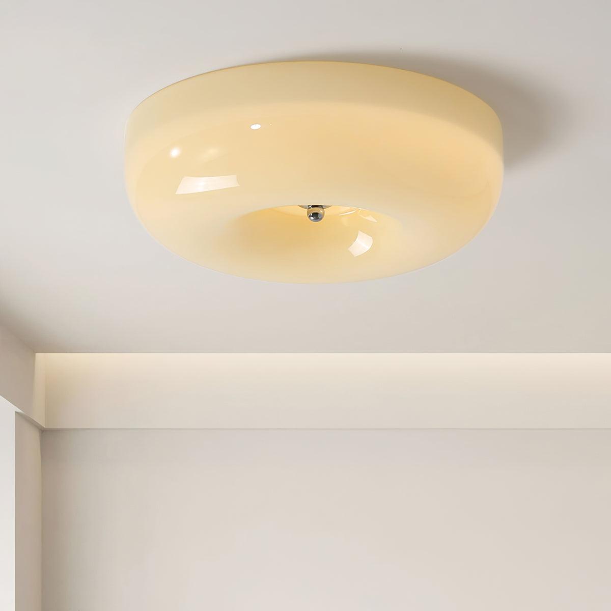 Modern Glass LED Flush Mount Light with Adjustable Color Temperature for Bedroom, Entryway, and Small Spaces