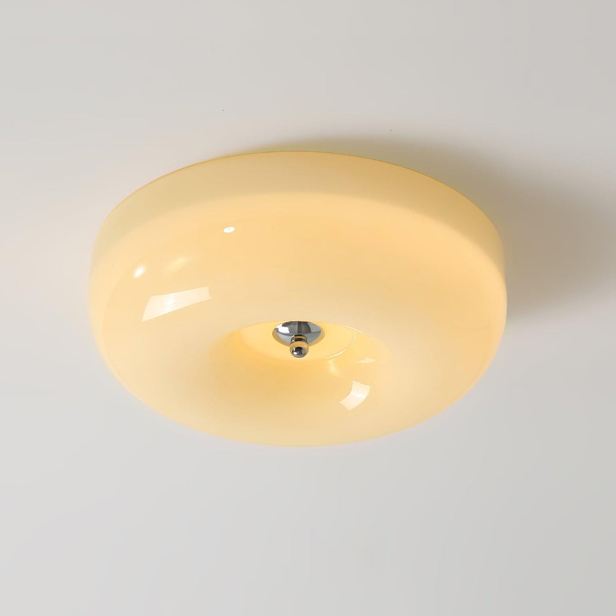 Swirled Glass Flush Mount Ceiling Light with Integrated LED – Chrome Finish – Dimmable Warm White – Modern Ceiling Lamp for Bedroom Living