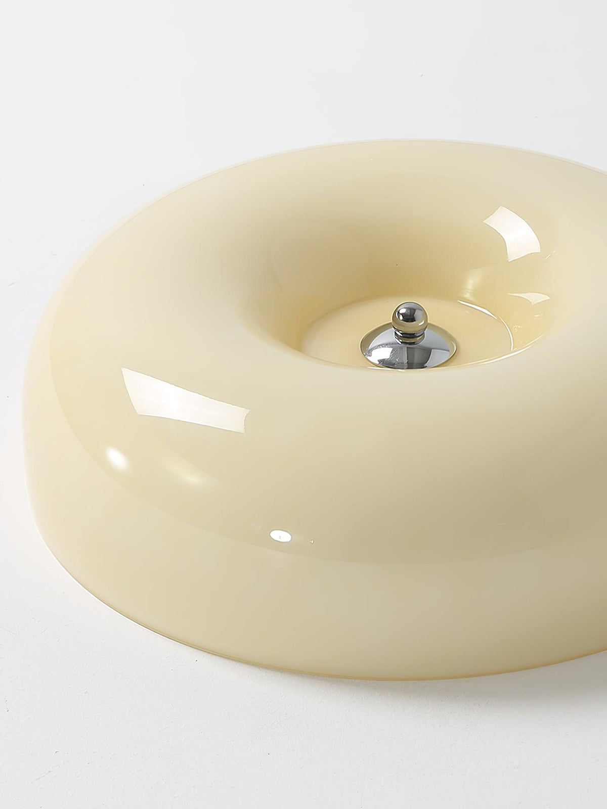 Glass Dome Flush Mount Light Fixture 16 in Cream Round LED Ceiling Lamp for Bedroom Living Room Dining Room Low Profile Dimmable Modern Home