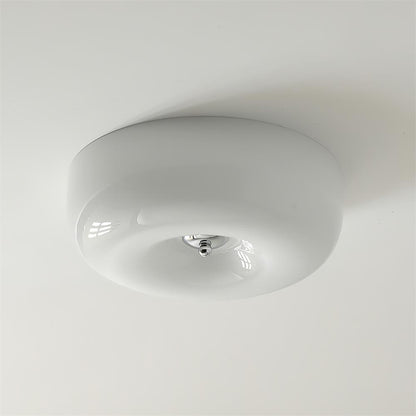 Round Glass Flush Mount LED Light Fixture – Adjustable 3000K/4000K/6000K Integrated Overhead Lighting for Bedrooms, Hallways & Low-Ceiling L
