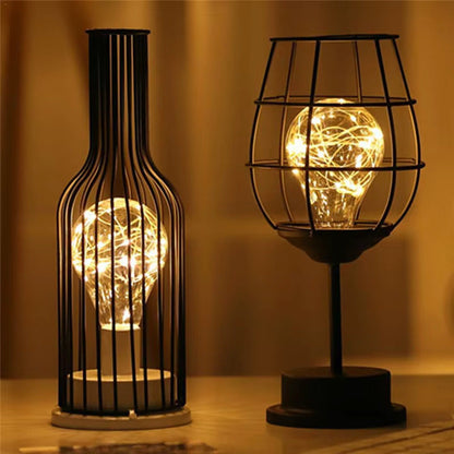 Cordless Wine-Inspired Table Lamp Set – 3 Decorative Bottle & Glass LED Lights for Dining Room, Living Room & Home Ambiance