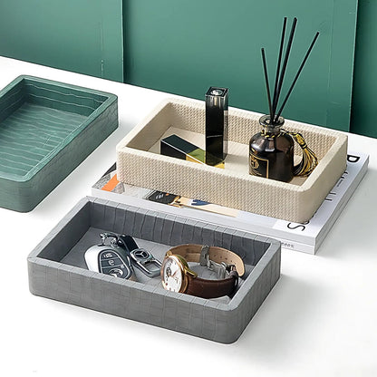 Creston Desk Organiser Tray - Croc-Textured Wood, Elegant Storage for Essentials