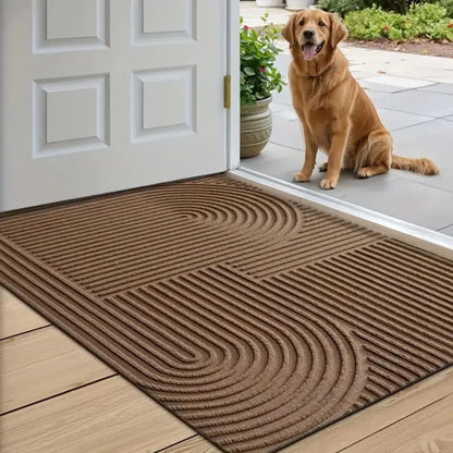 Felpudo Creston: microfibra, diseño de hilo curvado, uso interior y exterior
