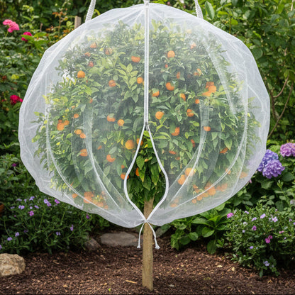Garden Netting Sleeves with Cinch Cord | Ventilated Fabric Pouches Shield Growing Produce from Wildlife & Insects | Reusable Orchard
