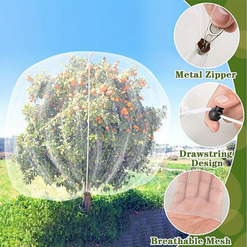 Garden Netting Sleeves with Cinch Cord | Ventilated Fabric Pouches Shield Growing Produce from Wildlife & Insects | Reusable Orchard
