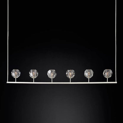 Linear Crystal Chandelier Brass & Glass LED Dining Room Statement Lighting Fixture Contemporary for Kitchen Island