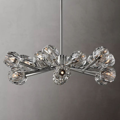 Spherical Crystal Chandelier with Brass Frame 24-72 Inch Modern Orb Light Fixture for Dining Room & Foyer