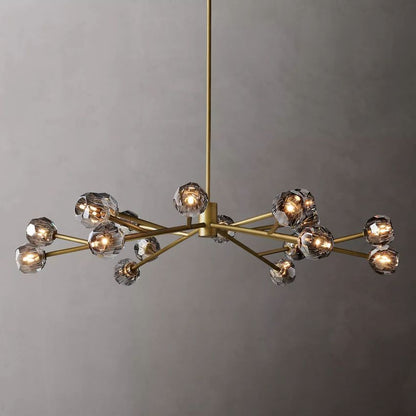Spherical Crystal Chandelier with Brass Frame 24-72 Inch Modern Orb Light Fixture for Dining Room & Foyer