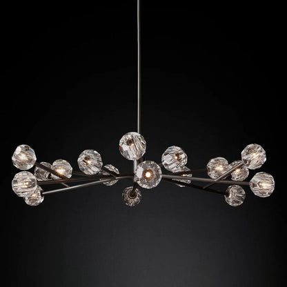 Spherical Crystal Chandelier with Brass Frame 24-72 Inch Modern Orb Light Fixture for Dining Room & Foyer