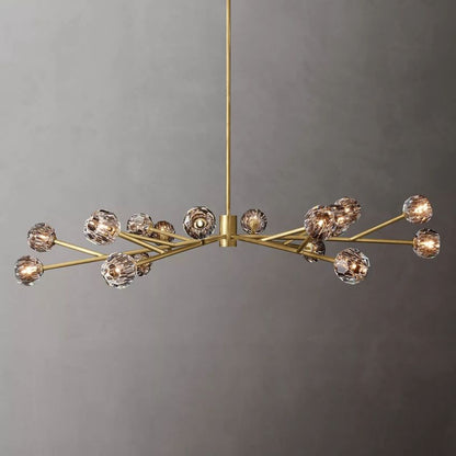 Spherical Crystal Chandelier with Brass Frame 24-72 Inch Modern Orb Light Fixture for Dining Room & Foyer