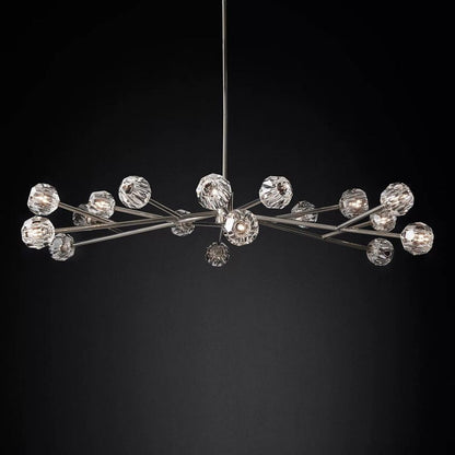 Spherical Crystal Chandelier with Brass Frame 24-72 Inch Modern Orb Light Fixture for Dining Room & Foyer