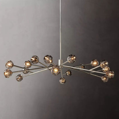 Spherical Crystal Chandelier with Brass Frame 24-72 Inch Modern Orb Light Fixture for Dining Room & Foyer